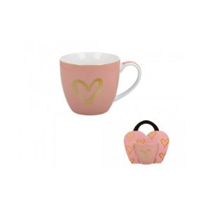 Family bögre porcelán 460ml szív pink