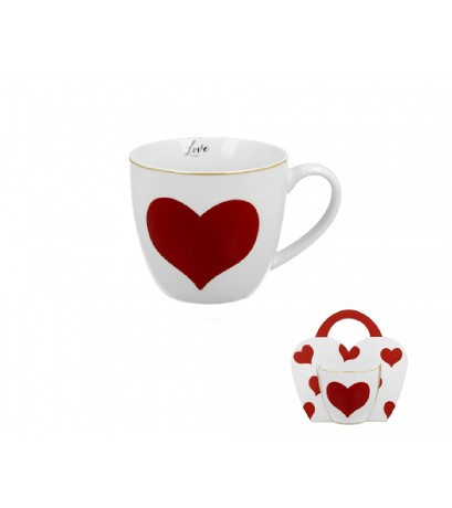 family bögre porcelán 460ml szív vörös