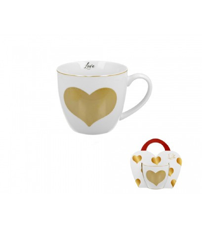 family bögre porcelán 460ml szív arany