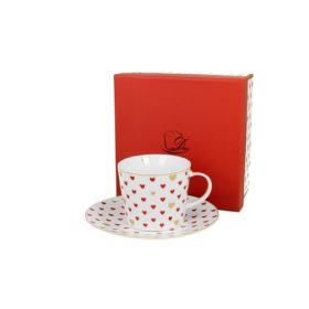 Family csésze+alj porcelán 250ml szív apró