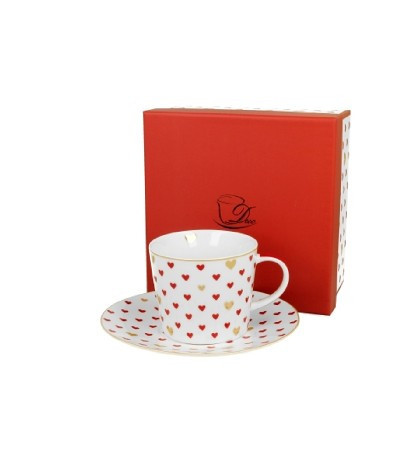 family csésze+alj porcelán 250ml szív apró