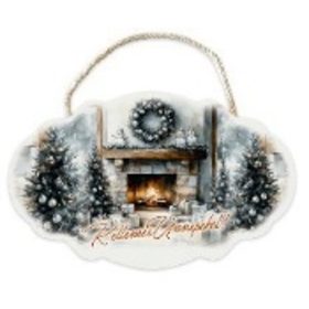   Family tablă de agățat lemn - 24x15cm - sărbători fericite