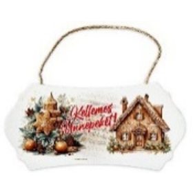   Family tablă de agățat lemn - 24x11,5cm - sărbători fericite