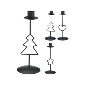 Family suport pentru lumânare pastilă metal 8x8x21cm negru