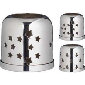   Family suport pentru lumânare pastilă metal 8,5x8,5x8cm, argintiu 2 modele