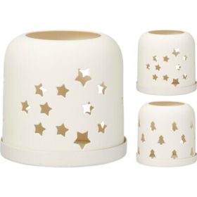   Family suport pentru lumânare pastilă metal 8,5x8,5x8cm, alb 2 modele