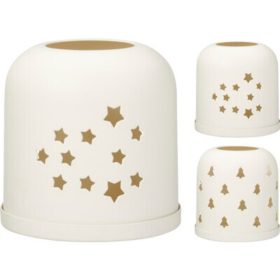   Family suport pentru lumânare pastilă metal 10,3x10,3x10cm, alb 2 modele