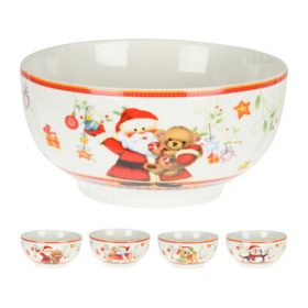   Family porțelan bol, 600ml, 140xm75mm, 320 grame, 4 de Crăciun modele roșu peremmel