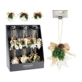   Family suspendat decorațiune pp csillámokkal, 3 cu model: 1. kettős harang, 9x4x11cm, 2. inimă