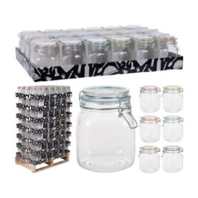   Family recipient sticlă cu clemă 12x12x15cm 1000ml 6 modele