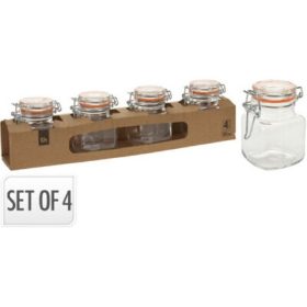 Family recipient sticlă cu clemă 4 buc 7x5cm 90ml