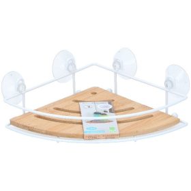   Family baie polc cu ventuză bambus betétes sarok elem 27x20x8cm