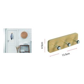 Family cuier de ușă 3 cu cârlige bambus 13,5x4,5cm