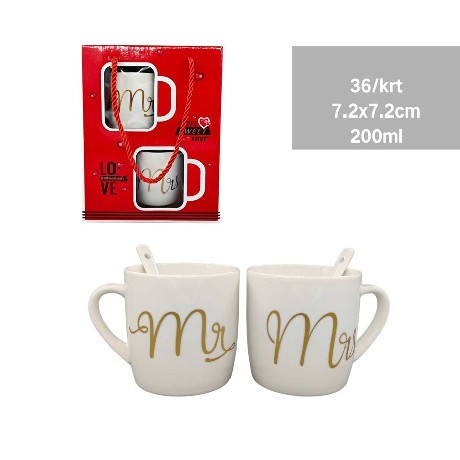Family bögre díszdobozos kanállal mr. és mrs. 4db-os 210ml
