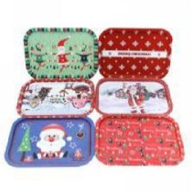 Family de Crăciun metal tavă 6 modele 40x28,5cm