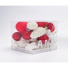 Family brad de Crăciun glob ornament roșu-alb 31 buc