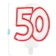 Family lumânare cifră "50" 9cm alb/roșu cu margine