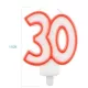 Family lumânare cifră "30" 11cm alb/roșu cu margine