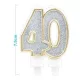 Family lumânare cifră "40" 7,5cm auriu cu margine argintiuporos