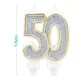 Family lumânare cifră "50" 7,5cm auriu cu margine argintiuporos