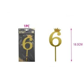 Family tortaornament "6" korona 18,5cm auriu