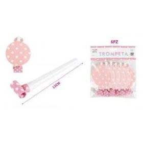 Family limbă de soacră hârtie roz cu buline 13cm 6 buc