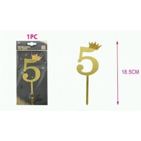 Family tortaornament "5" korona 18,5cm auriu