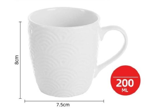 Family bögre 200ml fehér, anyagában mintás hullámos