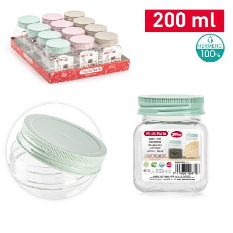 Family tároló 200ml átlátszó műanyag csavaros tetejű