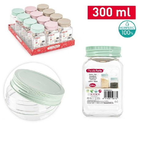Family tároló 300ml átlátszó műanyag csavaros tetejű