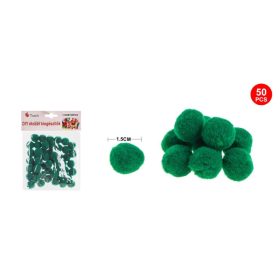 Family pompom sötétverde 1,5cm 50 buc