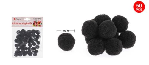 Family pompom fekete 1,5cm 50db-os