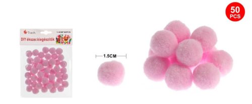 Family pompom rózsaszín 1,5cm 50db-os