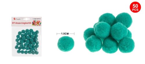 Family pompom kékes zöld 1,5cm 50db-os
