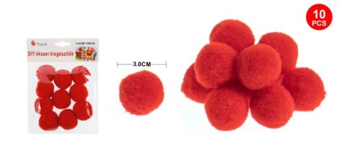 Family pompom piros 3cm 10db-os