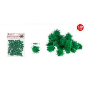 Family pompom sclipicios verde 1cm 120 buc