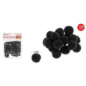 Family pompom negru 1,5cm 50 buc