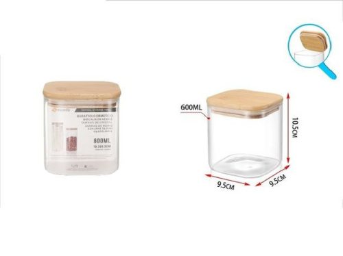 Family üveg tároló bambusz fedővel 600ml