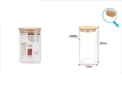 ÜVEG TÁROLÓ BAMBUSZ FEDŐVEL 1050ML
