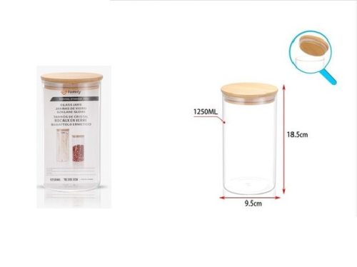 ÜVEG TÁROLÓ BAMBUSZ FEDŐVEL 1250ML