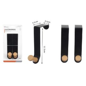 Family cuier ajtceas 2 buc negru bambus/metal 4,5x2,5x11,5cm