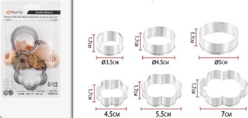 KISZÚRÓ SZETT 6DB-OS VIRÁG ÉS KÖR ALAKÚAK MAX:7X1,7CM
