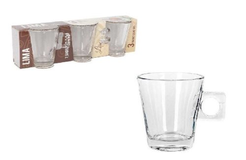 Family csésze üveg kávés 3db-os 80ml