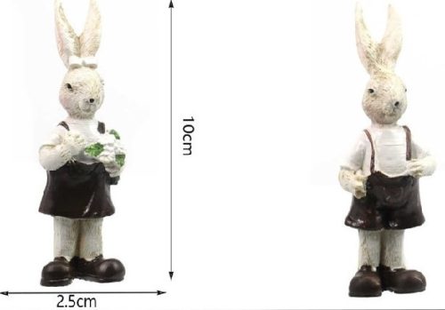 HÚSVÉTI DEKOR NYÚL FIGURA 10X2,5CM VIRÁGGAL