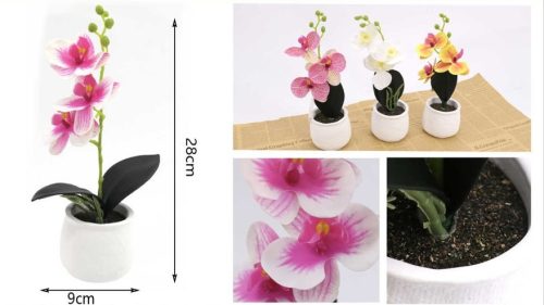 Family művirág orchidea cserepes 28x9cm több féle sz.