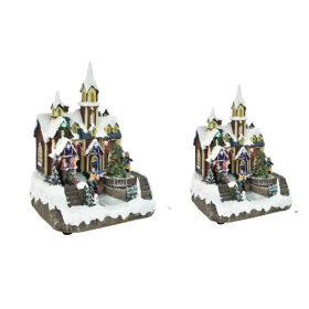 Family ornament oraș de Crăciun 25x14x18cm