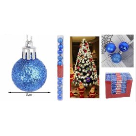   Family brad de Crăciun glob ornament 3cm zafíralbastru 12 buc tubusos