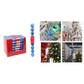   Family brad de Crăciun glob ornament plastic 3cm albastru deschis 12 buc