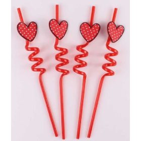 Family szívószál csavart műa. szív 26cm 4db-os