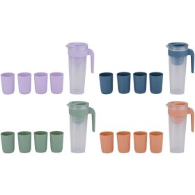 Family carafă 4 csészével 5 buc 10x15x25cm 1l pp 4 modele